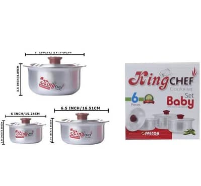 Premium Aluminum Cooking Pot Set Silver 3-Piece Pakistan