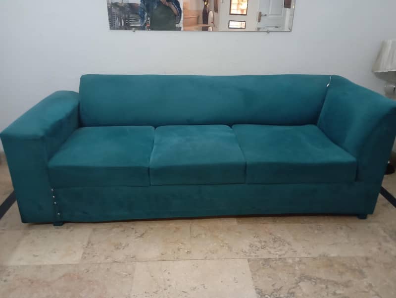 Torqoise colour L shape sofa 0