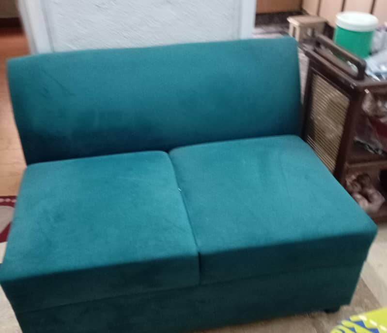 Torqoise colour L shape sofa 1