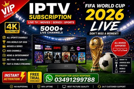 Iptv subscription 2026 | FIFA world cup, Live Tv, movies, series,