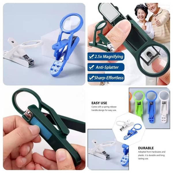 Fashionable 2 in 1 Nail Clippers with Magnifying Glass-Stainless Steel Finger Nails Cutter & Toenails Clippers for Elderly with Removable Magnifying Glass-Nail Clipper For Cat-Nail Clipper For Baby-Fingernail Clippers for Seniors & All Type(Black)