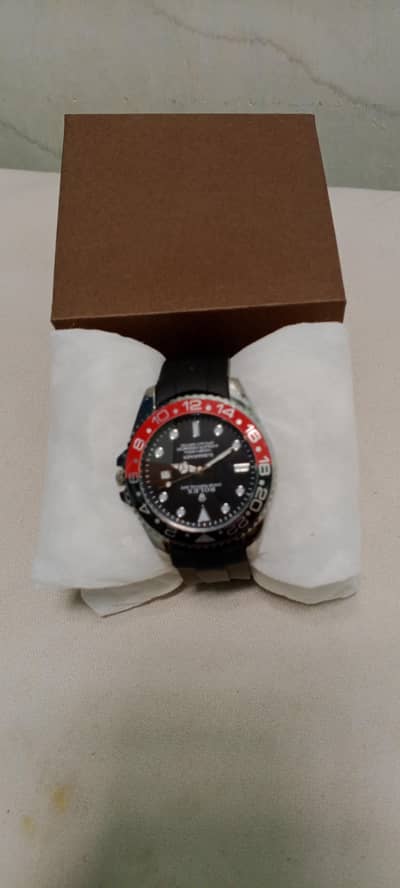 GMT Style Watch - New Box Pack Black Silicon Strap