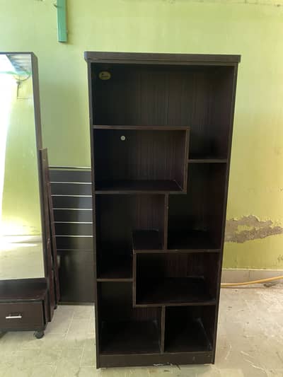Modern Wooden Bookshelf / Display Rack – Dark Brown
