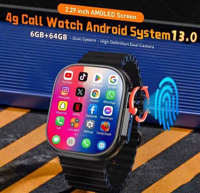 5G Android Smart Watch with 4GB RAM 64GB ROM Rotational HD Camera