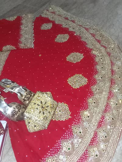 Red Bridal Dress with Heavy Embroidery & Accessories – Used Once