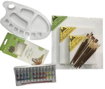 brushes and acrylic paints