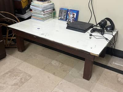 Wooden table with white top