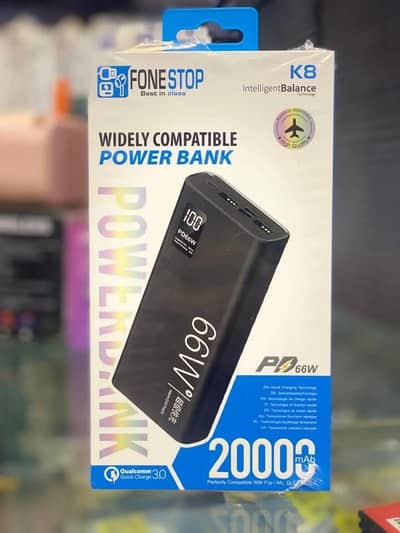 20000mAh Black Power Bank with 2 USB Ports