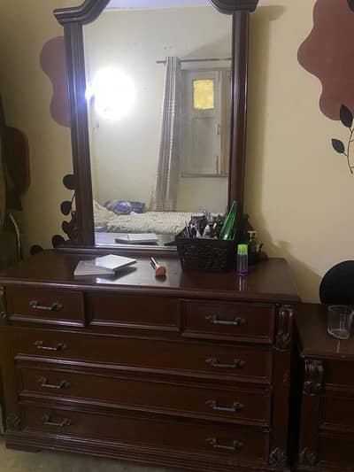 Double bed with side tables and dressing