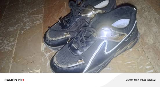Black Chunky Sneakers Size 9 with Gold Detail - Good Condition