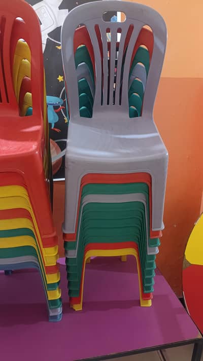 school chairs and table