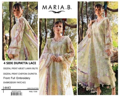 ladies embroided lawn suit 3 piece
