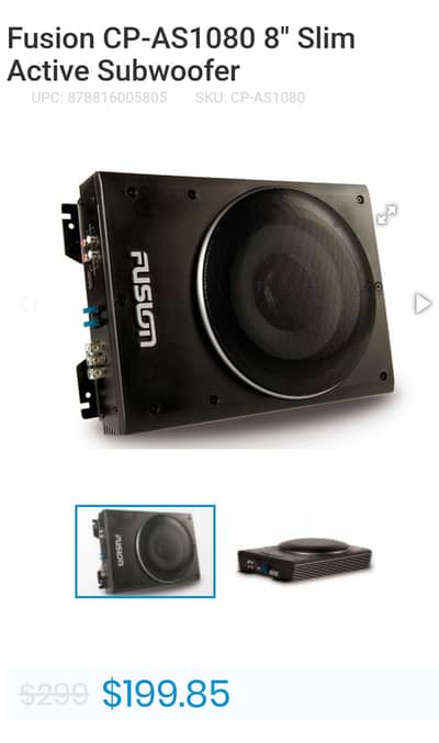 Fusion Under seat Active Sub Woofer 8 inch Imported
