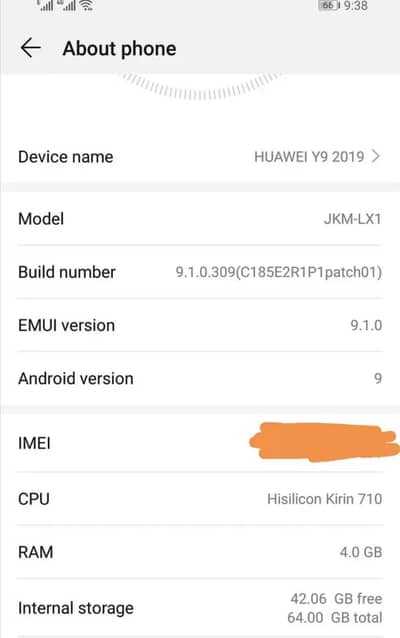 Huawei phone for sale. 4/64. panel change.