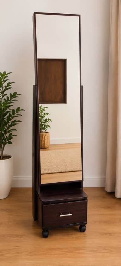 Wooden Dressing Mirror with Drawer Full length