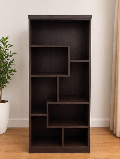 Modern Wooden Bookshelf / Display Rack – Dark Brown