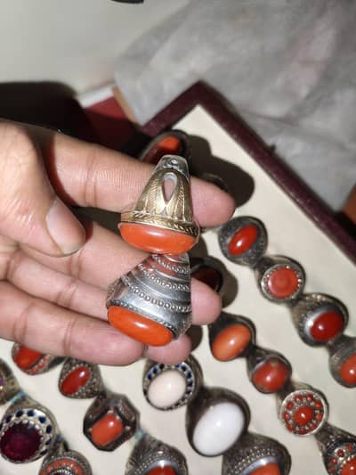 marjan coral moonga gemstone rings