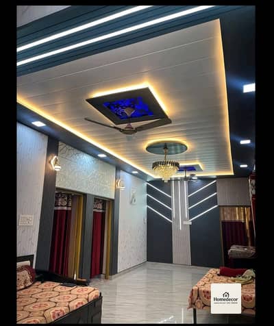false ceiling wallpaper wood floor spc wall panels LED wall 3d blinds