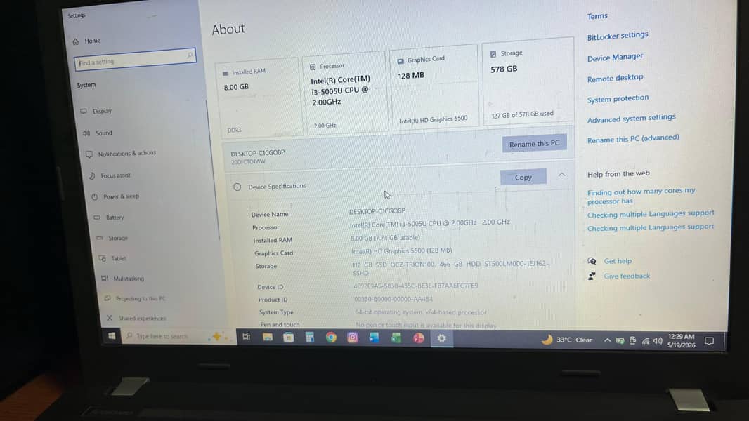 E550( Thinkpad) -type 20DF 4