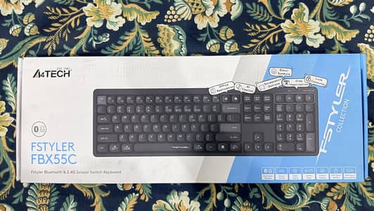 A4Tech Fstyler FBX55C Bluetooth + 2.4G Wireless Keyboard | Brand New