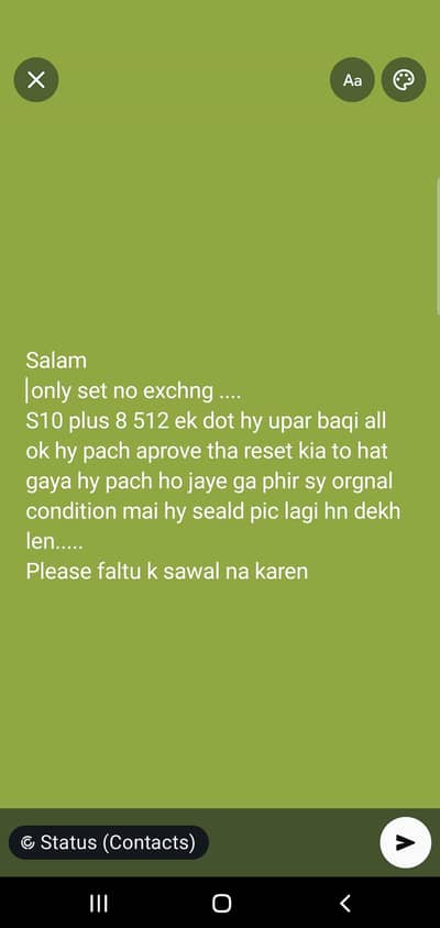 s10 plus 8 512 details Pic Mai hy only set hy no exchng