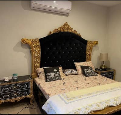 * Premium Blue & Gold bridal Bedroom Set with Mirror Dresser