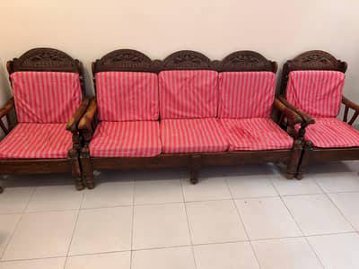 5 Seater 2 Set Wooden Sofa For sale