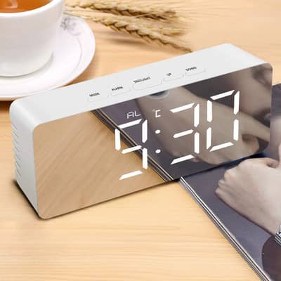 Multifunction Digital Temperature Snooze Clock Mirror Alarm Clock