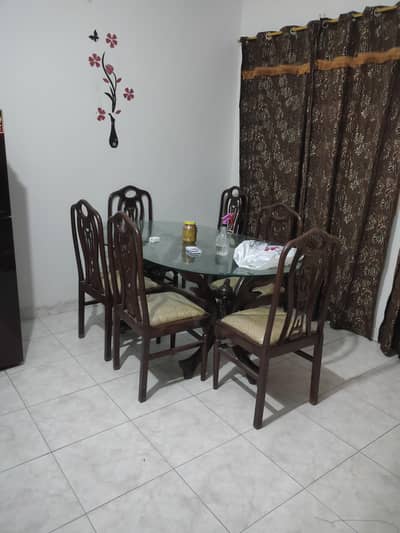 “6 Seater Solid Wooden Carved Dining Table Set”