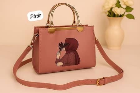Elegant design handbag with hijabi girl art for women's.