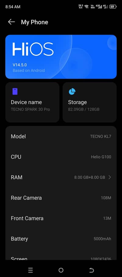 Techno Spark 30 Pro 8+8 gb Ram 128 gb Rom