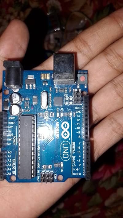arduino Uno board/ bread board/ small display/ wires/ resistors/