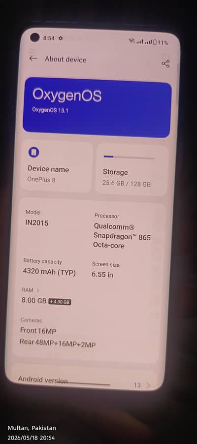 Oneplus 8 dual sim Snapdragon 865 full lush ha
