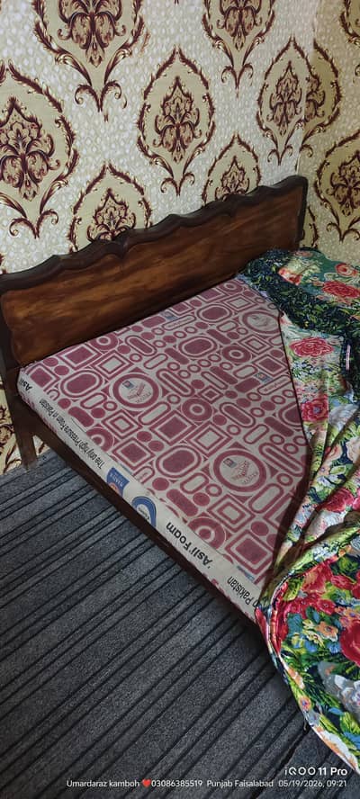 double size bed for sale  pure wood with mattress