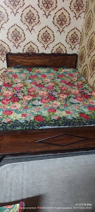 double size bed for sale  pure wood with mattress