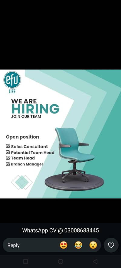 Vacancies available in Efu Life Bahawalpur Region