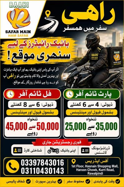 Biker Riders Jobs Rawalpindi Islamabad