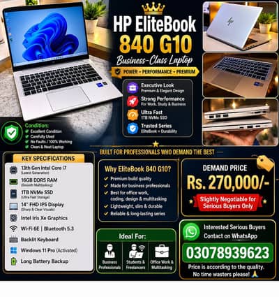 HP elite-book 840 G10 13 Gen i7 16 GB ram. 1TB SSD.