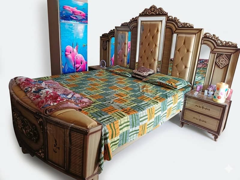 Bed + Mattress + Side Table & Dressing Table 0