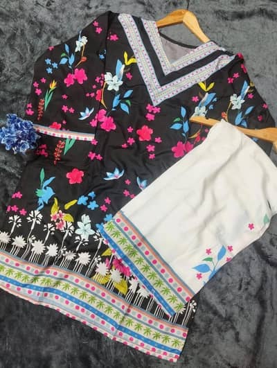 2 PC stitched lawn suit for girls free dlivery all over