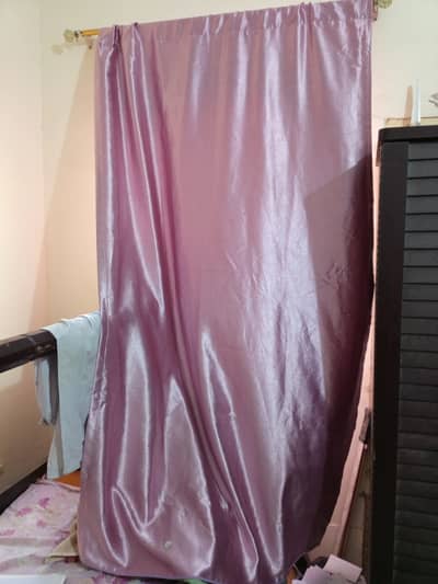 3 Silk Curtain do hen pieces pink aur ek Pinkish Purple