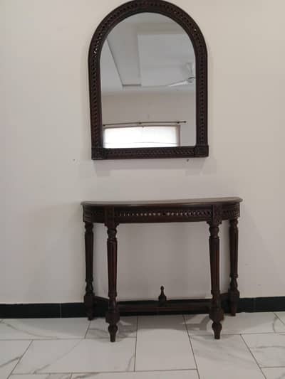 Elegant Hand-Carved Console Table with Mirror Set 