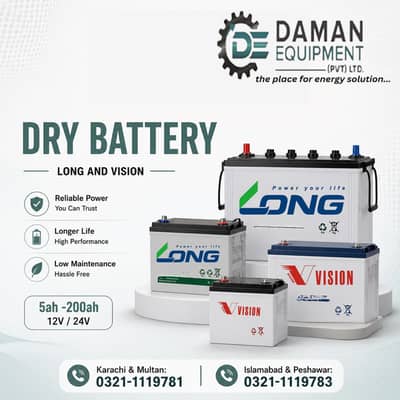 Dry battery Long and Vision 18ah with warranty 9 months