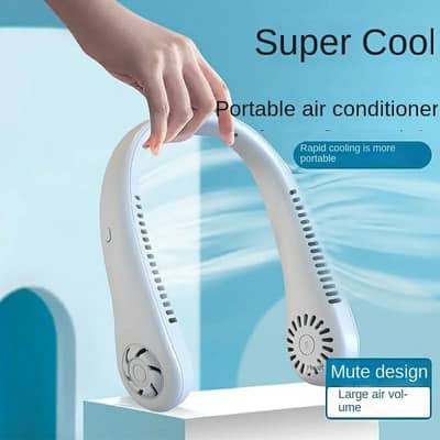 Mini Hanging Neck Fan High Wind 3 Speed Adjustable USB Charging Porta