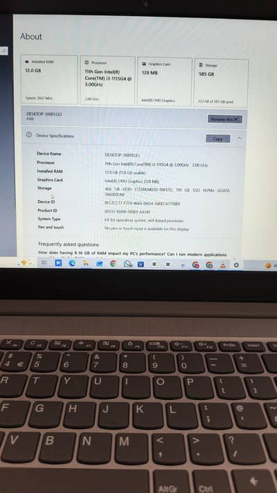 Core i3/ 11 Gen 12gb Ram  128mb graphic  128 gb ssd  500 gb Hard