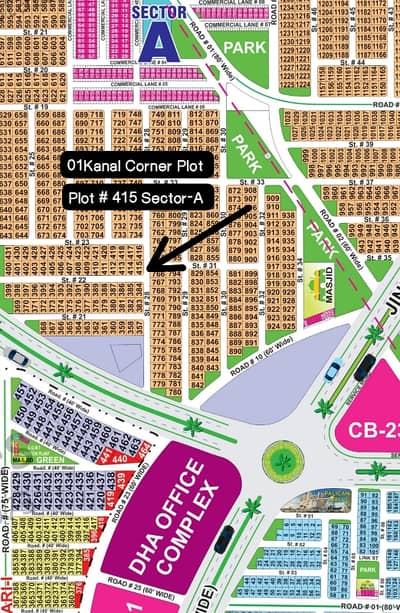 01Kanal Hot Location Corner South Facing Plot available for sale.
