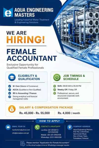Job Opportunity – Female Accountant & Male Graphic Designer