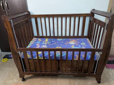 Premium Solid Wood Baby Cot / Crib with Mattress & Storage
