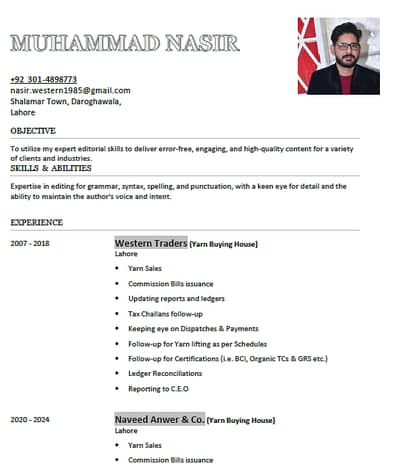 Job Required in Textile Buying House (Yarn/Fabric Agent)