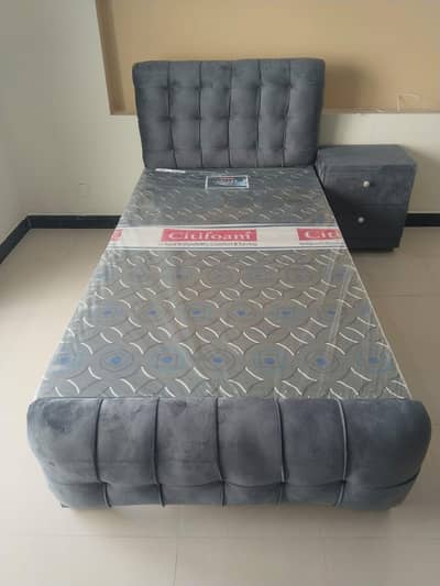 Single Bed/Poshish Bed/Single Bed Side Table/Single Bed Wooden